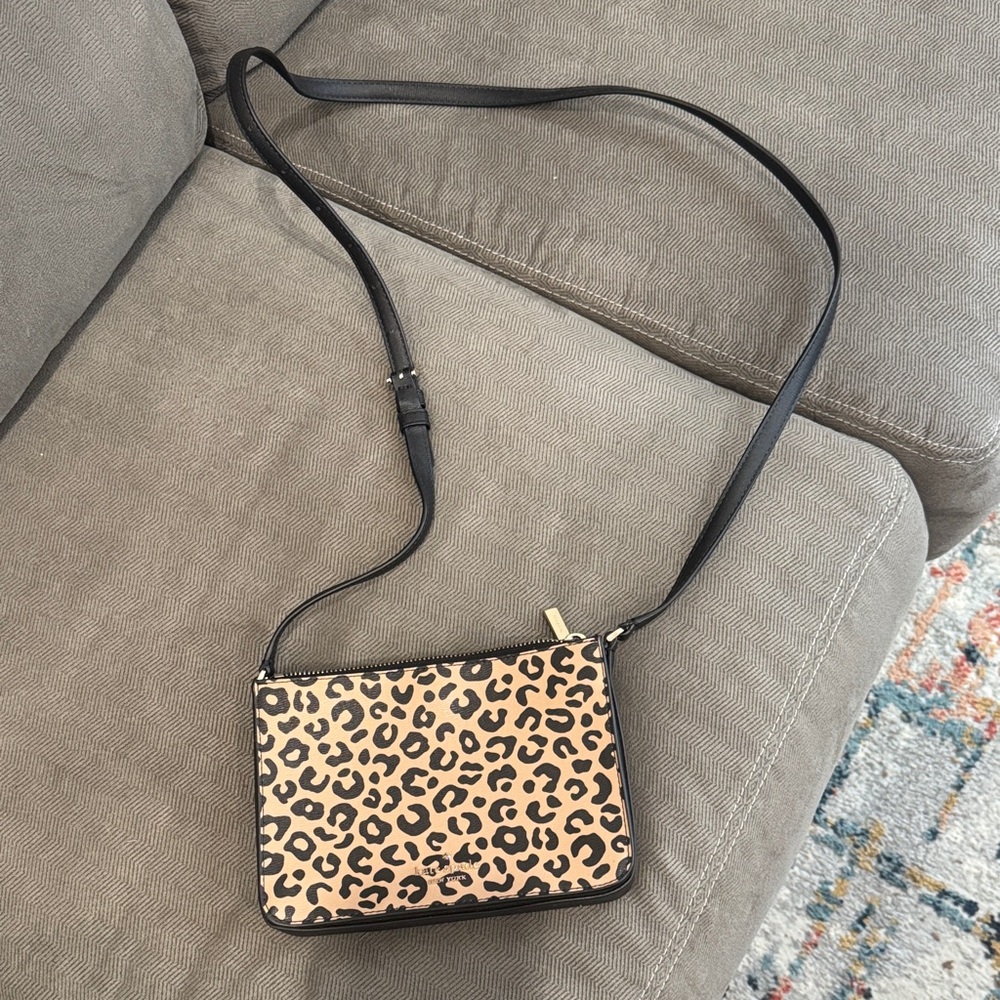 Kate Spade Leopard Print Crossbody Bag with Black Strap